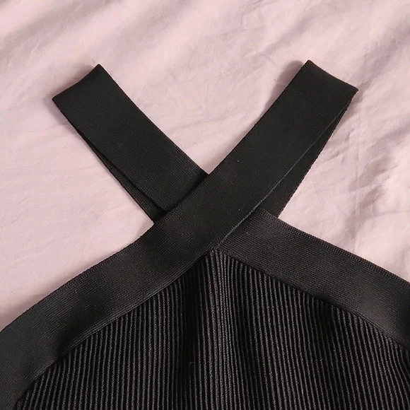 Aritizia Babaton Sculpt Knit Criss Cross Dress Black - Picture 7 of 8